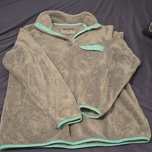 Gray and Mint Fleece Pullover
